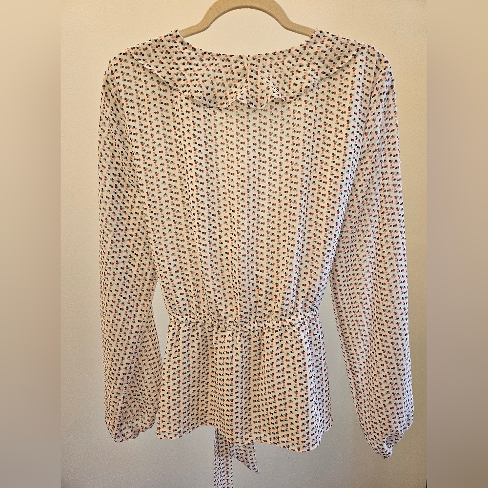 Nwt Max Studio Wrap Ruffle Blouse Large - Picture 2 of 4
